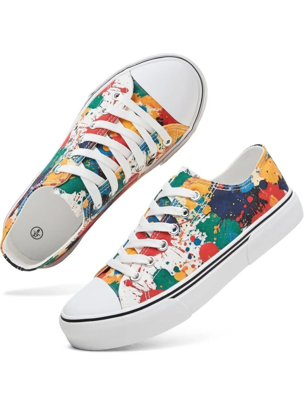 Women's Splash Print Lightweight Low Top Canvas Slip On Casual Fashion Sneakers